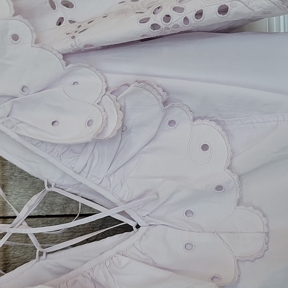 Rebecca Taylor La Vie Lavendar Eyelet Puff Sleeve Cottagecore Dress - Picture 7 of 11